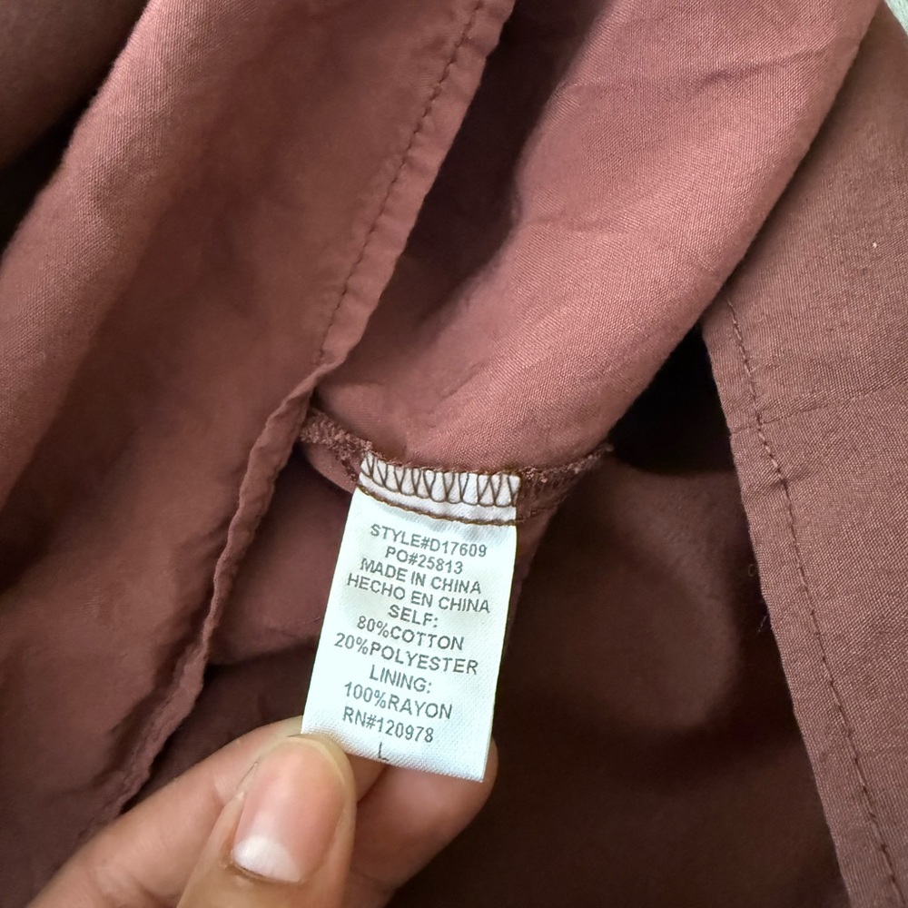 Entro Ruffle Pleated V-neck Mini Babydoll Dress Size L Chocolate Brown - Picture 10 of 11